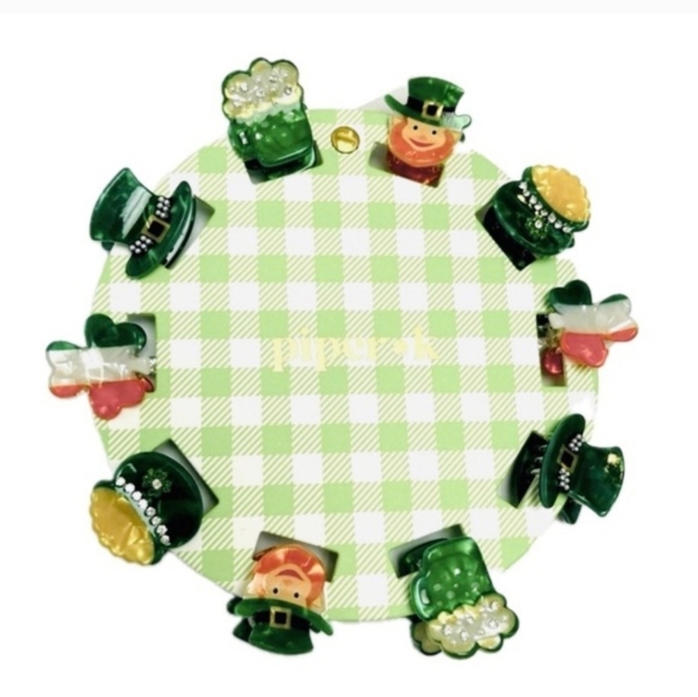 💚▪️Piper K▪️ St Patricks Day Set Of 10 Festive Green Irish Hair Claw Clips